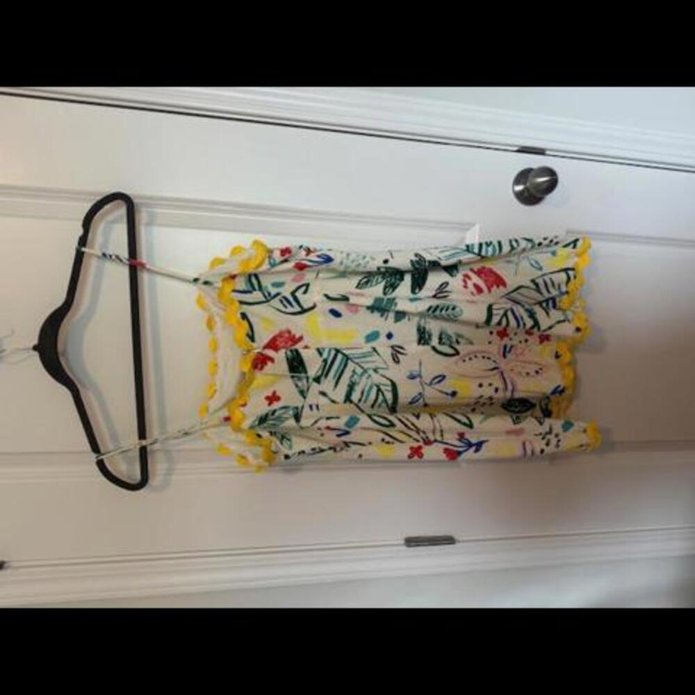 Multi Color Linen Mini Dress - Abstract Print - Picture 4 of 6